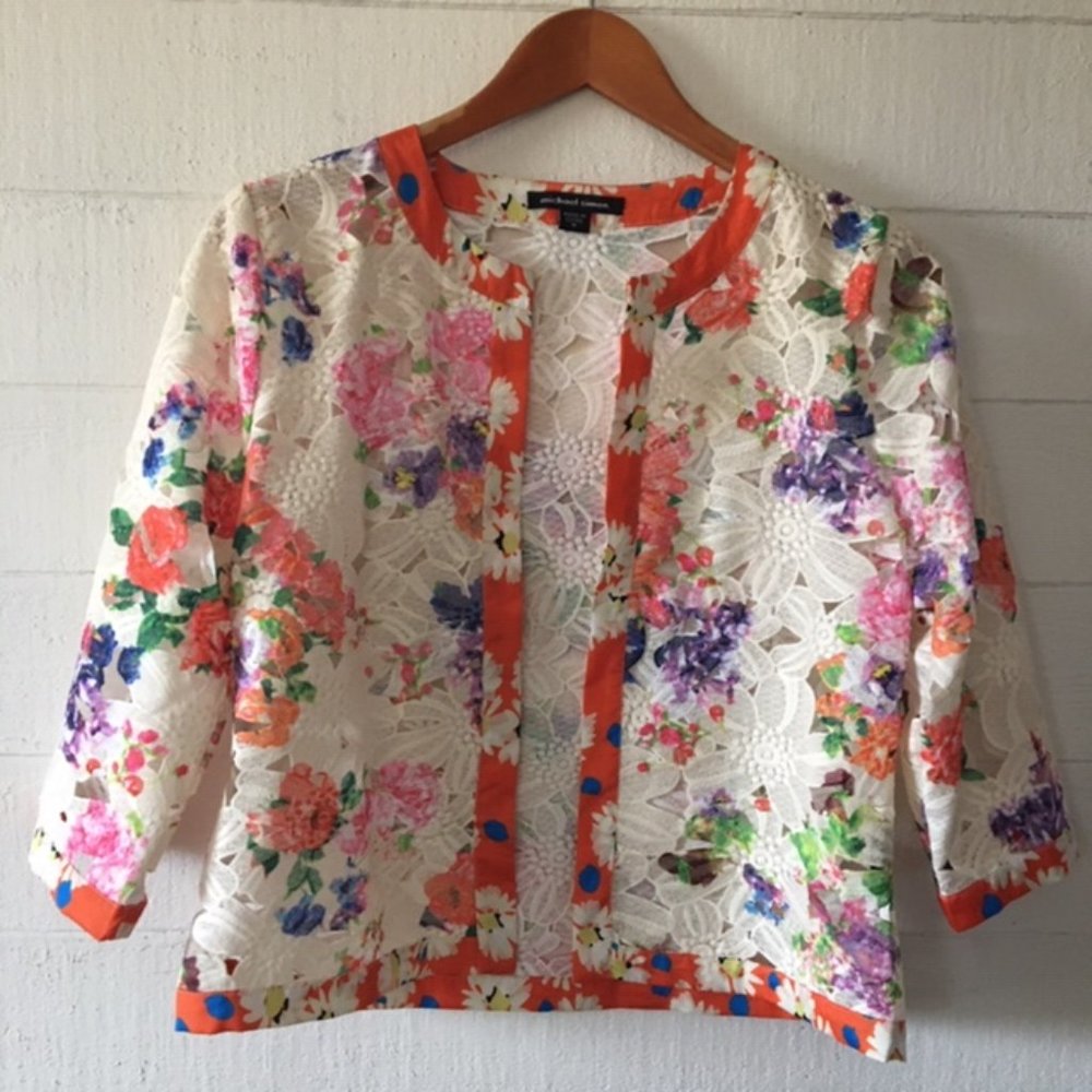 Michael Simon Cream/Orange Cardigan M